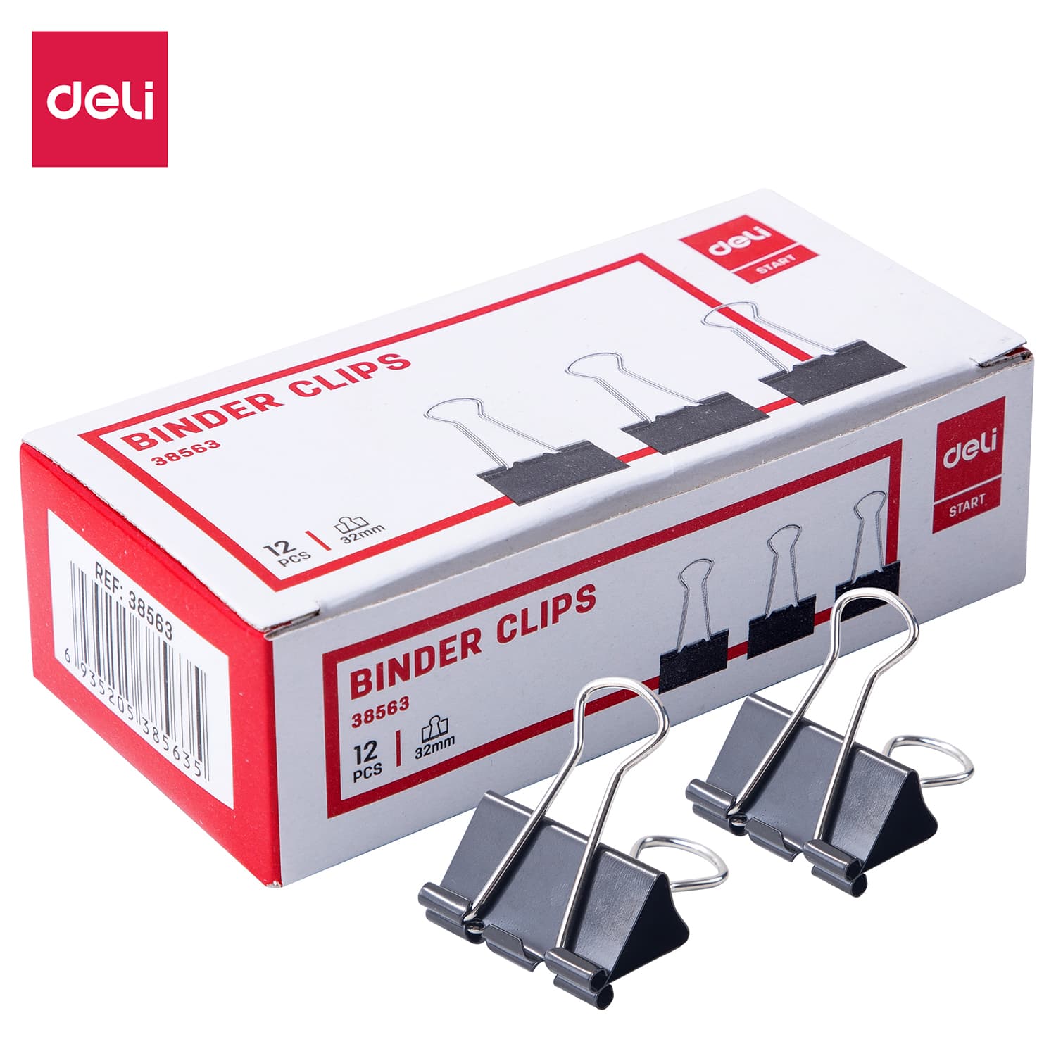 Deli Foldback Binder Clip 12-Pack, 32 mm Size E38563