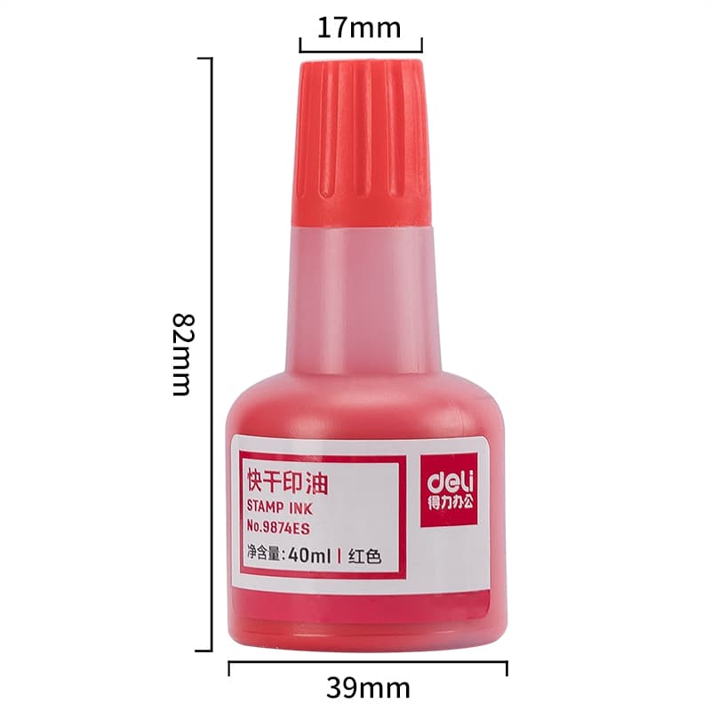 DELI Red Fast Dry Stamp Ink 40ml E9874 view 2
