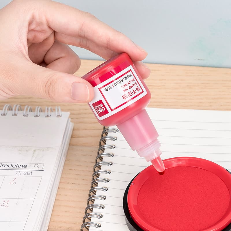 DELI Red Fast Dry Stamp Ink 40ml E9874 view 9