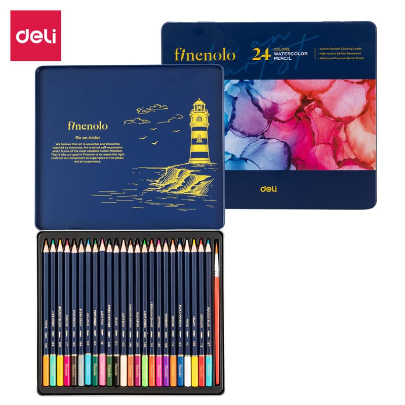 Deli Color Pencil 24/36/48/72 Colors Water-Soluble Colored Lead Pencil EC129 Finenolo Range