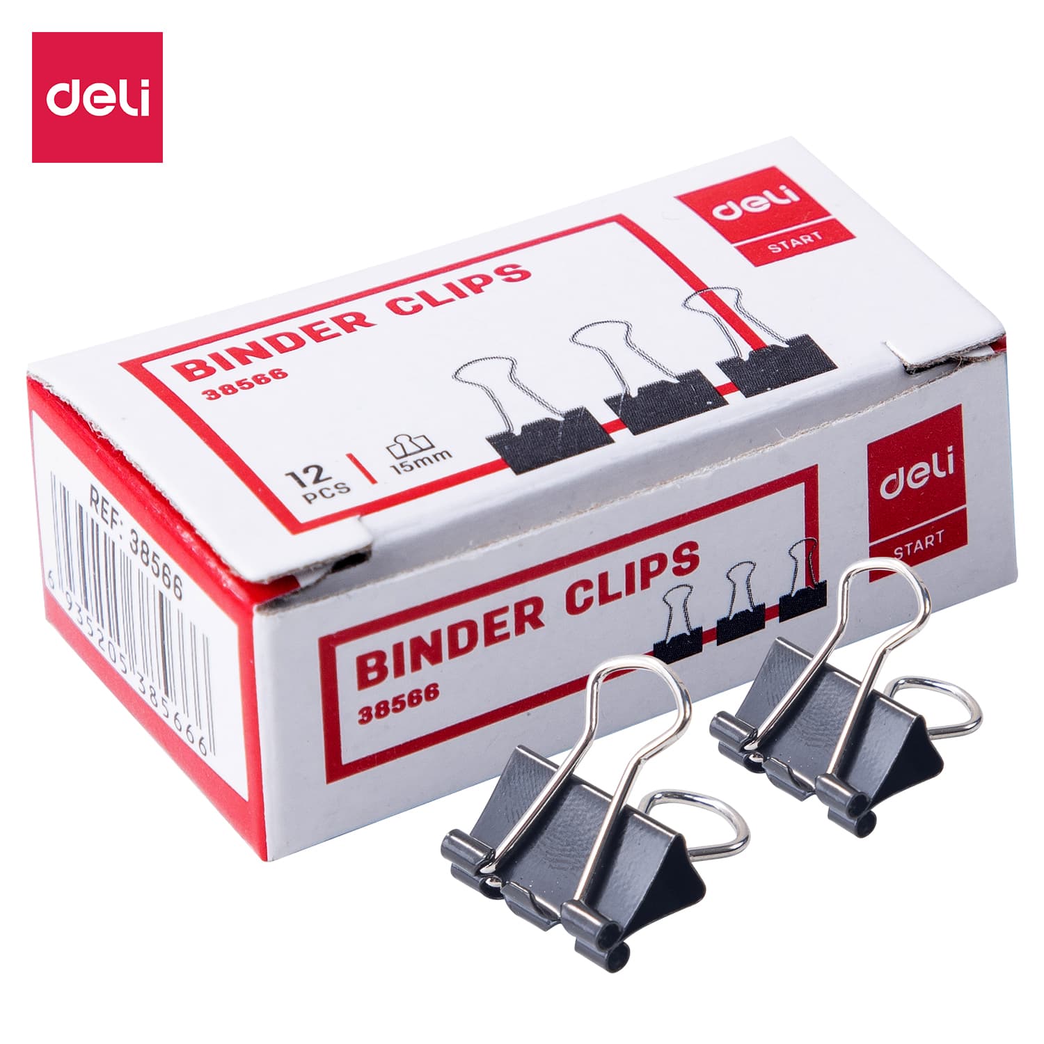 Deli Foldback Binder Clip 12-Pack, 15 mm Size E38566