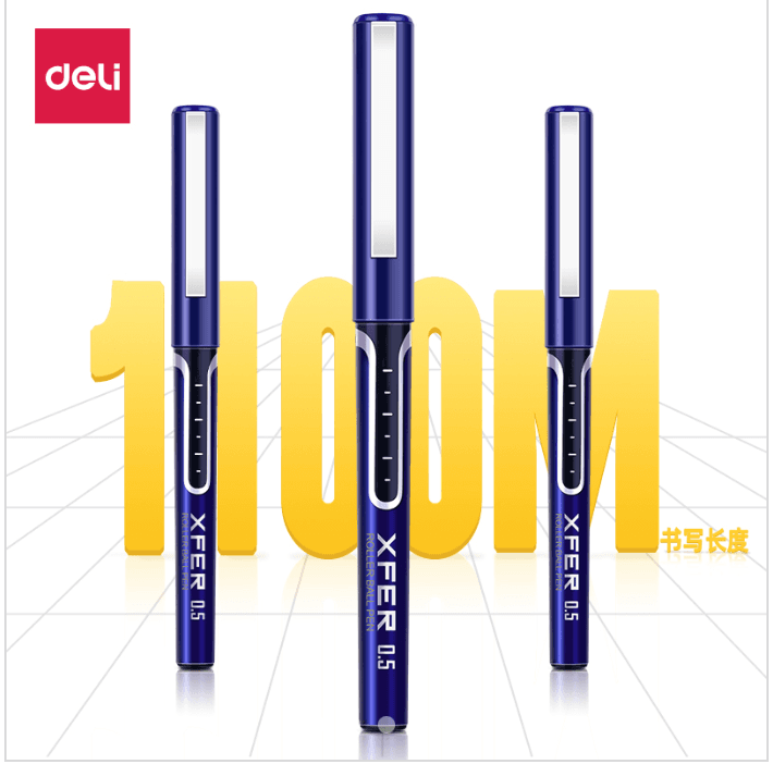 deli Straight Liquid Roller Pen S657 (Red/ Black/ Blue ) (12pc/ Box )