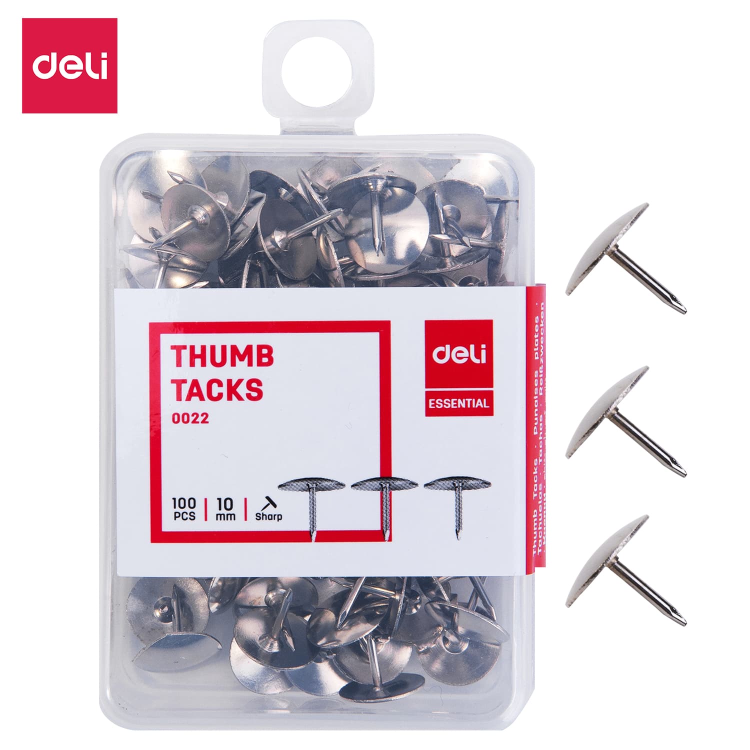 Deli Thumb Pin Silver Packet OF 100 PCS E0022
