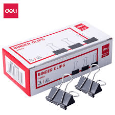 Deli Foldback Binder Clip 12-Pack, 32 mm Size E38563