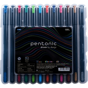 Pentonic Multicolor Gel Pen With Hard Box Case Set Of 12 Pcs